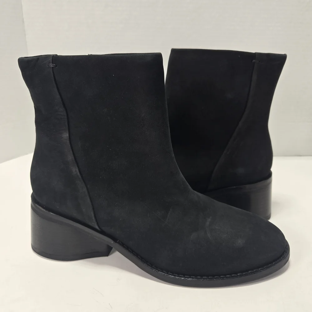 Lucky Brand Women's Caddier Black Block Heel Ankle Booties Boots Size 7.5 7 1/2